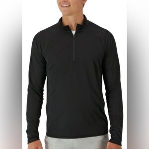 HANES SPORT Quarter-zip pullover black charcoal long sleeve soft stretchy size M